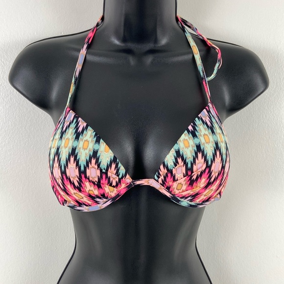 ✨3/$25✨ Victoria’s Secret The Fabulous Metallic Aztec Swim Top - 32B - Picture 1 of 7